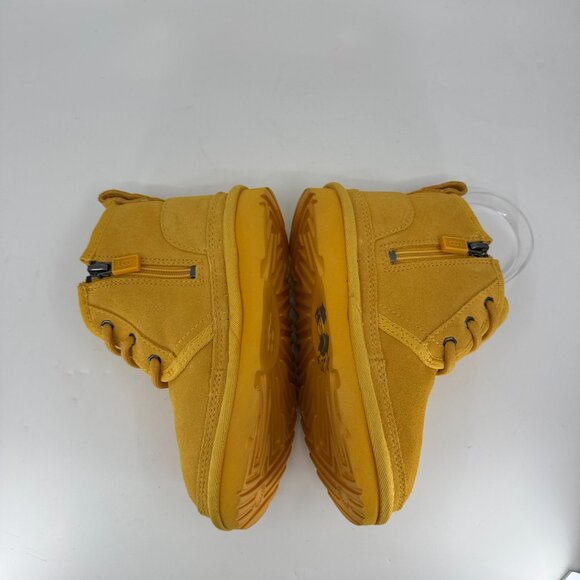 UGG Neumel Boots Kids Size 11C Youth Yellow Suede Chukka Fur Lined Lace Up - Picture 5 of 8